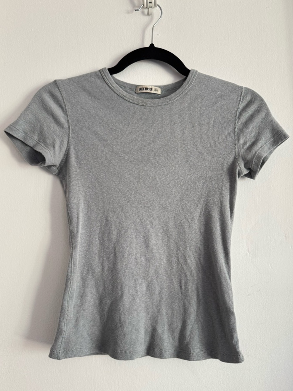 Buck Mason Gray Slim Ribbed Tee